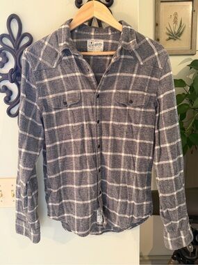 Lucky Brand Gray Plaid Saturday Stretch Shirt